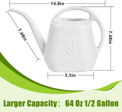 Plastic Watering Can - for Indoor and Outdoor Home Garden Plants - with Long Spout - Blue - 1/2 Gallon