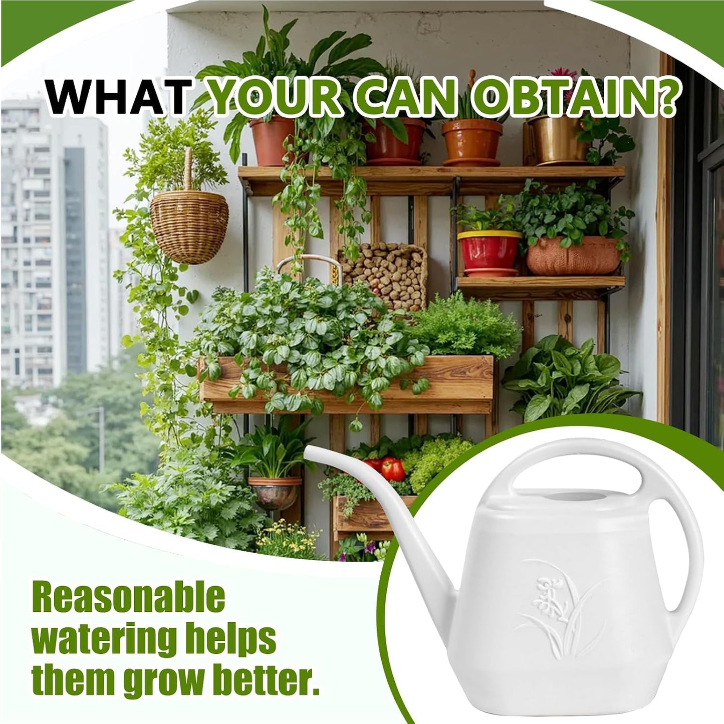 Plastic Watering Can - for Indoor and Outdoor Home Garden Plants - with Long Spout - Blue - 1/2 Gallon