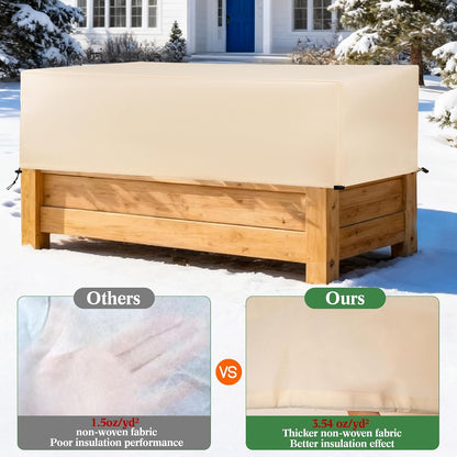Plant Freeze Protection Cover 2 Pack with Elastic Drawstring, 3.54 oz/yd² Winter Frost Blanket Cloth Planter Box Covers for Raised Garden Bed Outdoor Flowers Potted, 43.3 x 15.7 x 17.7INCH