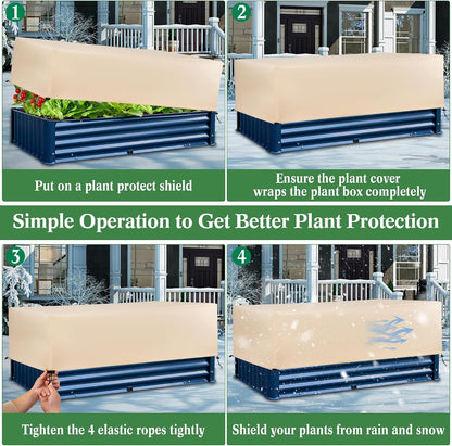 Plant Freeze Protection Cover 2 Pack with Elastic Drawstring, 3.54 oz/yd² Winter Frost Blanket Cloth Planter Box Covers for Raised Garden Bed Outdoor Flowers Potted, 43.3 x 15.7 x 17.7INCH