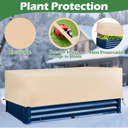 Plant Freeze Protection Cover 2 Pack with Elastic Drawstring, 3.54 oz/yd² Winter Frost Blanket Cloth Planter Box Covers for Raised Garden Bed Outdoor Flowers Potted, 43.3 x 15.7 x 17.7INCH