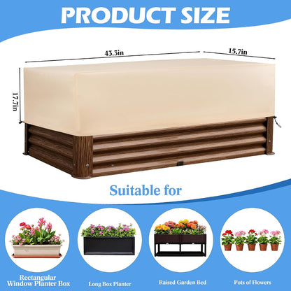 Plant Freeze Protection Cover 2 Pack with Elastic Drawstring, 3.54 oz/yd² Winter Frost Blanket Cloth Planter Box Covers for Raised Garden Bed Outdoor Flowers Potted, 43.3 x 15.7 x 17.7INCH