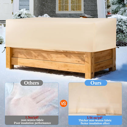 Plant Freeze Protection Cover 2 Pack with Elastic Drawstring, 3.54 oz/yd² Winter Frost Blanket Cloth Planter Box Covers for Raised Garden Bed Outdoor Flowers Potted, 43.3 x 15.7 x 17.7INCH