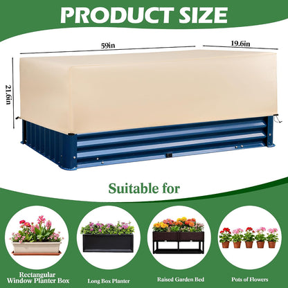 Plant Freeze Protection Cover 2 Pack with Elastic Drawstring, 3.54 oz/yd² Winter Frost Blanket Cloth Planter Box Covers for Raised Garden Bed Outdoor Flowers Potted, 43.3 x 15.7 x 17.7INCH