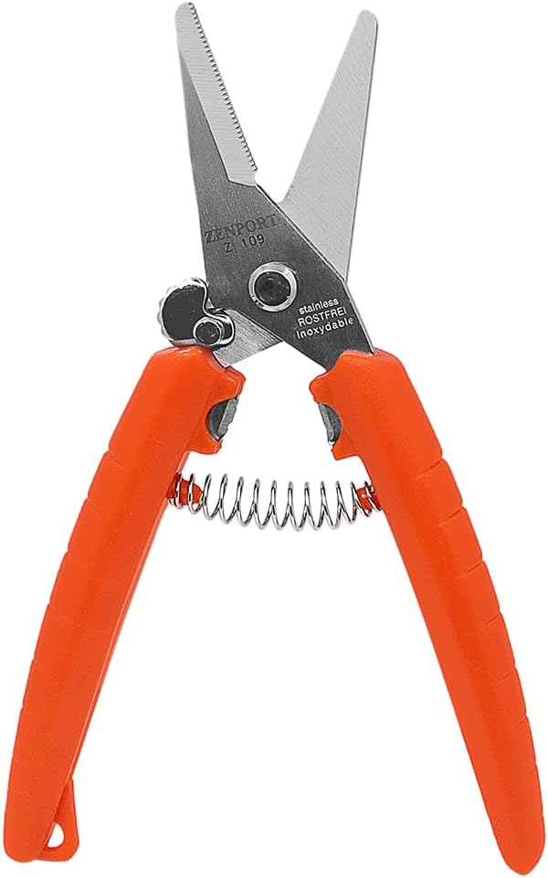 Z109 Stainless Floral Bunch Cutter Shears, Serrated Blade, 7.5-Inch , Orange