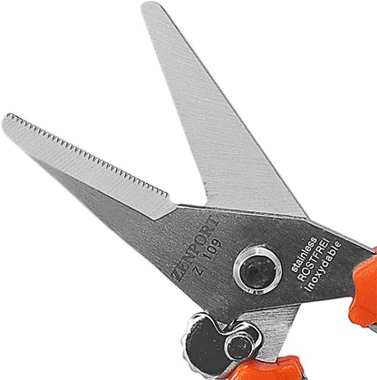 Z109 Stainless Floral Bunch Cutter Shears, Serrated Blade, 7.5-Inch , Orange