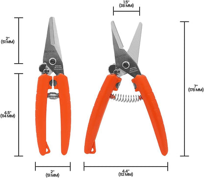 Z109 Stainless Floral Bunch Cutter Shears, Serrated Blade, 7.5-Inch , Orange