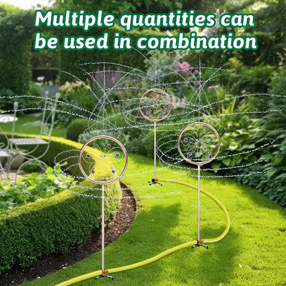 34" Tall Copper-Coated Stainless Steel Garden Sprinkler, 360° Rotating Decorative Ornamental Sprinkler for Lawn, Yard & Landscape Watering (Dragonfly)