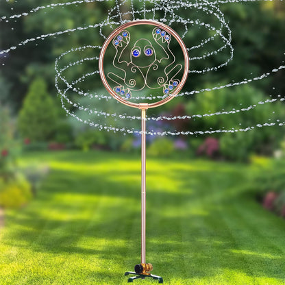 34" Tall Copper-Coated Stainless Steel Garden Sprinkler, 360° Rotating Decorative Ornamental Sprinkler for Lawn, Yard & Landscape Watering (Dragonfly)