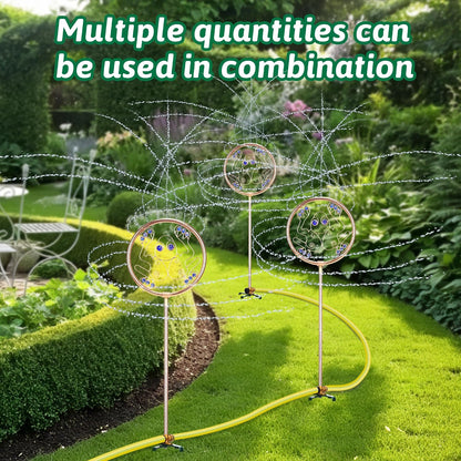 34" Tall Copper-Coated Stainless Steel Garden Sprinkler, 360° Rotating Decorative Ornamental Sprinkler for Lawn, Yard & Landscape Watering (Dragonfly)