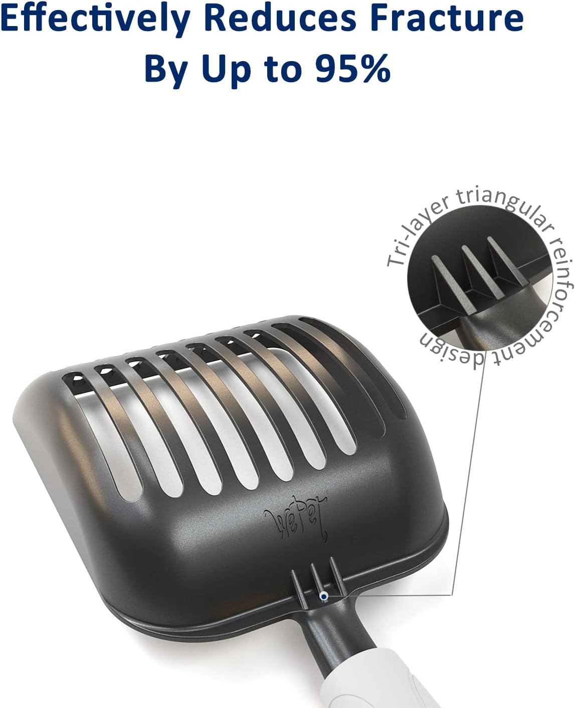 Cat Litter Scoop, Non-Stick Plated Aluminum Alloy Sifter, Kitty Durable Metal Scooper, Deep Shovel, Long Handle, Kitten Pooper Lifter, Size Medium, Coated Black Body with Turkish Blue Handle