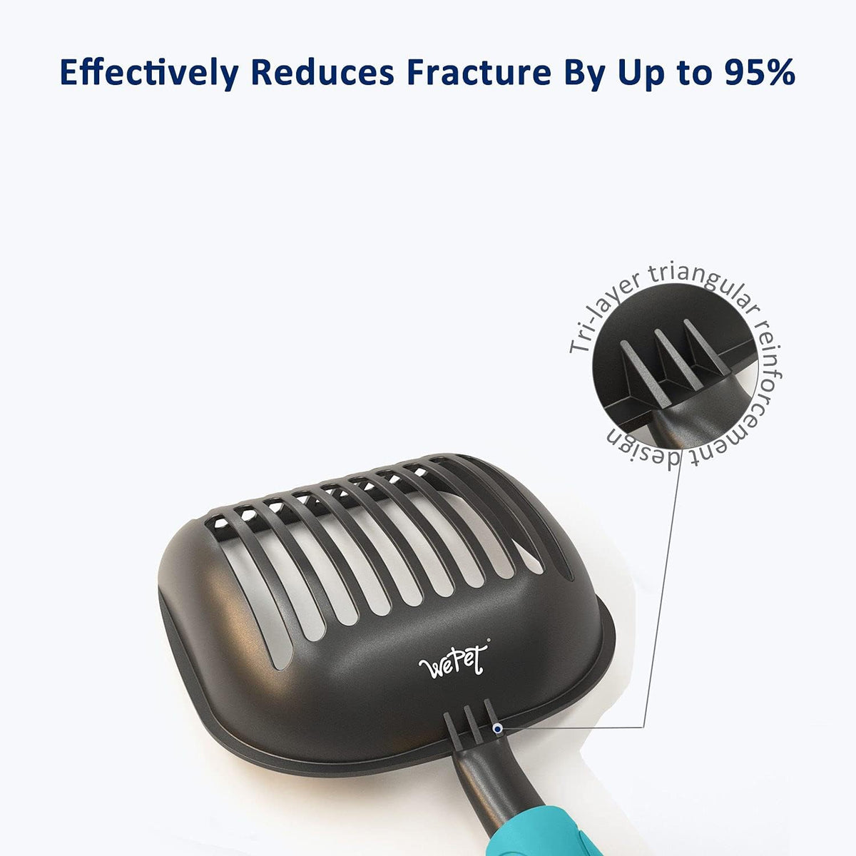 Cat Litter Scoop, Non-Stick Plated Aluminum Alloy Sifter, Kitty Durable Metal Scooper, Deep Shovel, Long Handle, Kitten Pooper Lifter, Size Medium, Coated Black Body with Turkish Blue Handle