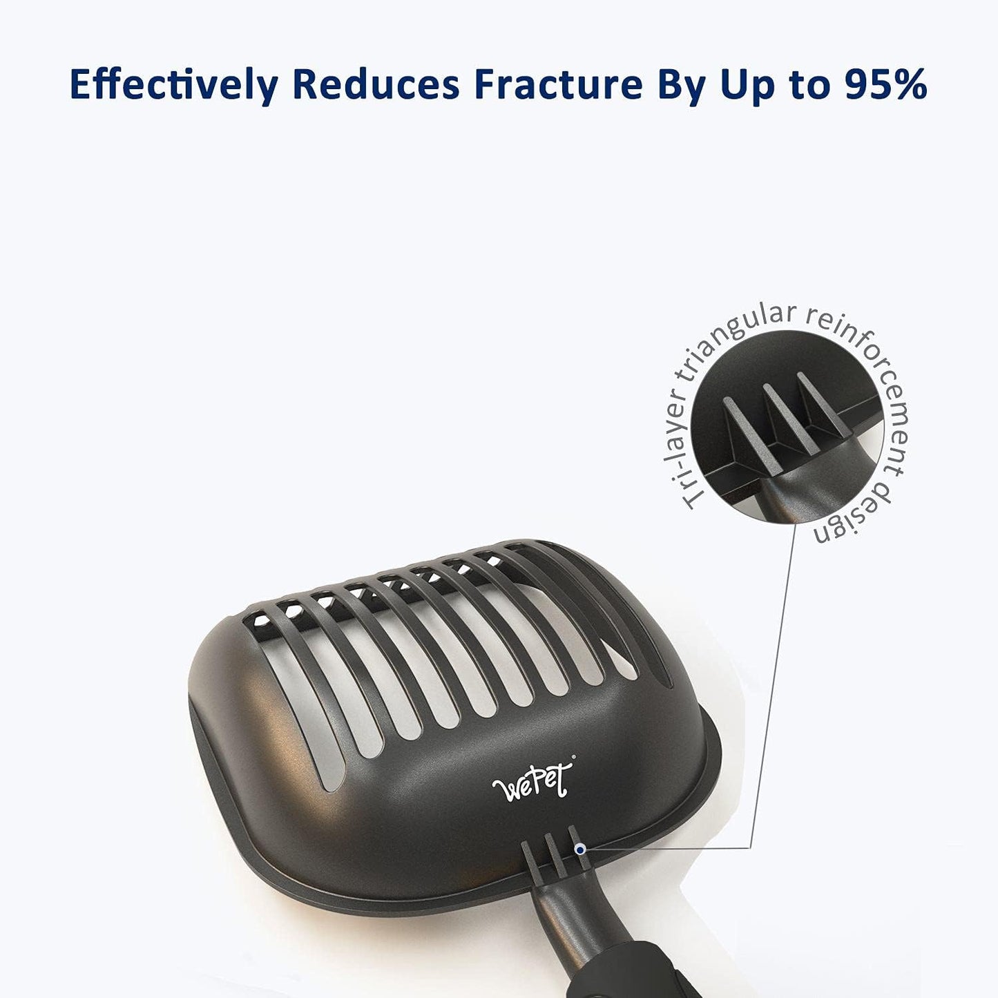 Cat Litter Scoop, Non-Stick Plated Aluminum Alloy Sifter, Kitty Durable Metal Scooper, Deep Shovel, Long Handle, Kitten Pooper Lifter, Size Medium, Coated Black Body with Turkish Blue Handle