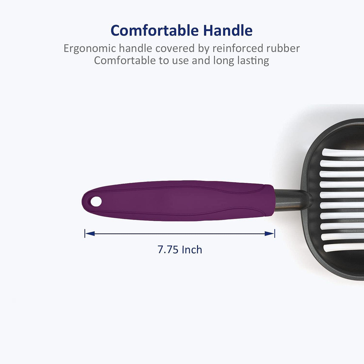 Cat Litter Scoop, Non-Stick Plated Aluminum Alloy Sifter, Kitty Durable Metal Scooper, Deep Shovel, Long Handle, Kitten Pooper Lifter, Size Medium, Coated Black Body with Turkish Blue Handle
