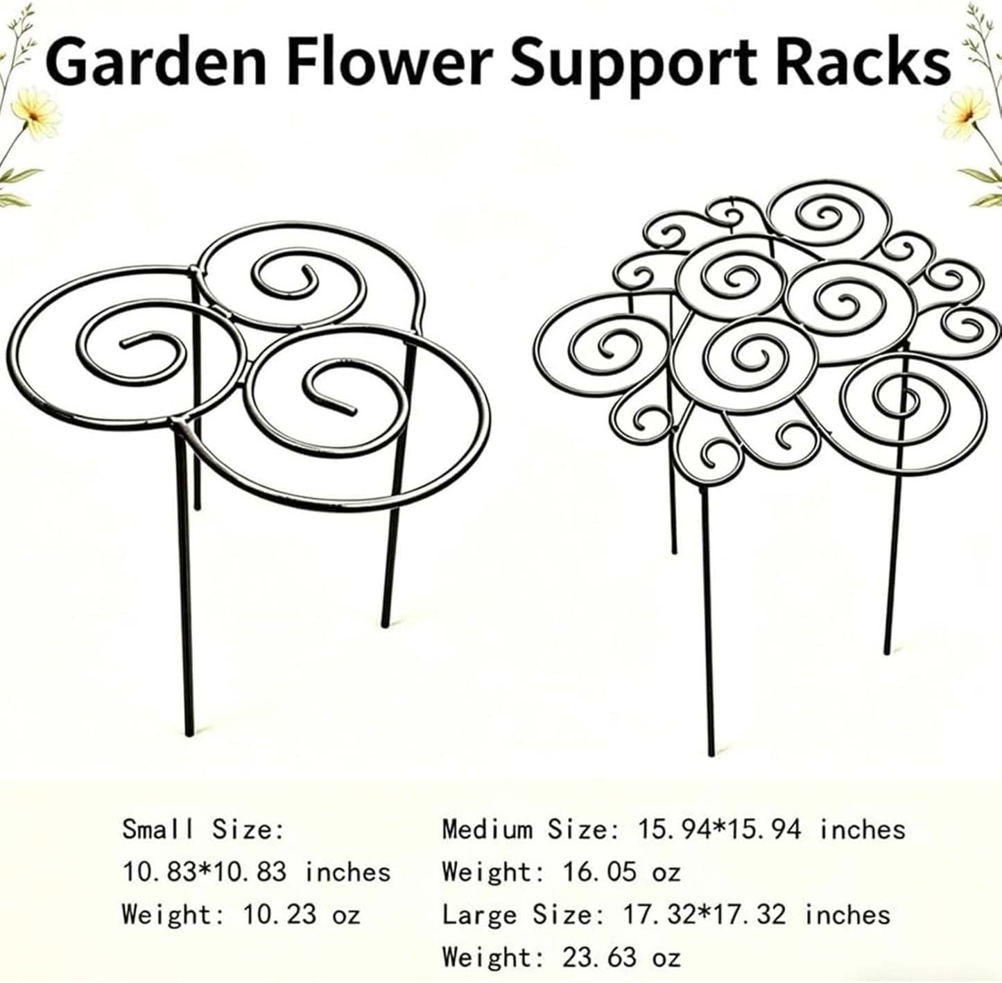 Peony Cages and Supports, Metal Plant Support Ring for Garden, Peony Support, for Upright Growth and Protection (L)