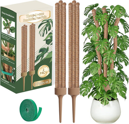 3 Moss Poles in 1, 30IN Tall Bendable Monstera Plant Support -1 Pack