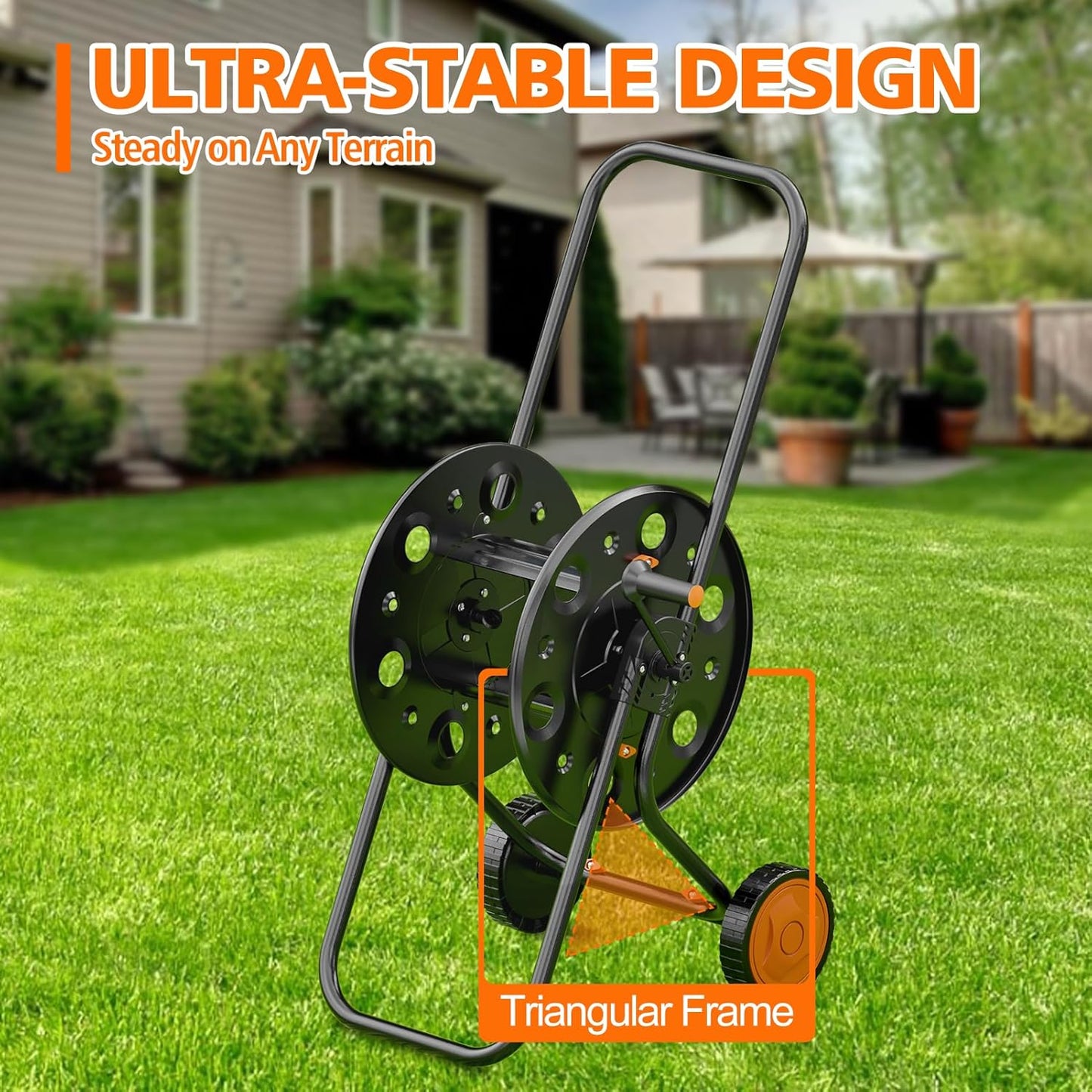 Garden Hose Reel Cart, Holds 75-150 Ft of Hose Storage Holder