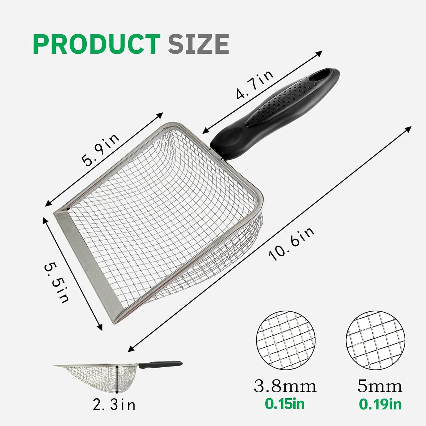 2 Pack Chicken Poop Scooper for Coop, Mesh Sifting Shovel 3.8mm 5mm Holes