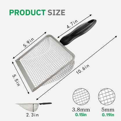 2 Pack Chicken Poop Scooper for Coop, Mesh Sifting Shovel 3.8mm 5mm Holes
