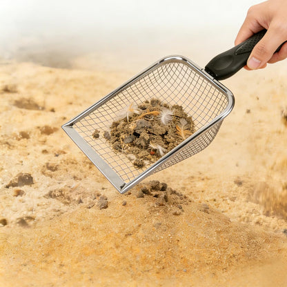 2 Pack Chicken Poop Scooper for Coop, Mesh Sifting Shovel 3.8mm 5mm Holes