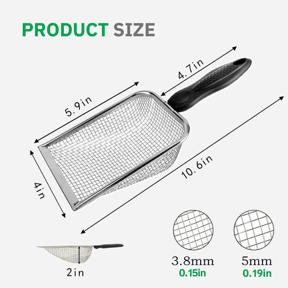 2 Pack Chicken Poop Scooper for Coop, Mesh Sifting Shovel 3.8mm 5mm Holes