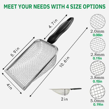 2 Pack Chicken Poop Scooper for Coop, Mesh Sifting Shovel 3.8mm 5mm Holes