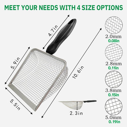 2 Pack Chicken Poop Scooper for Coop, Mesh Sifting Shovel 3.8mm 5mm Holes