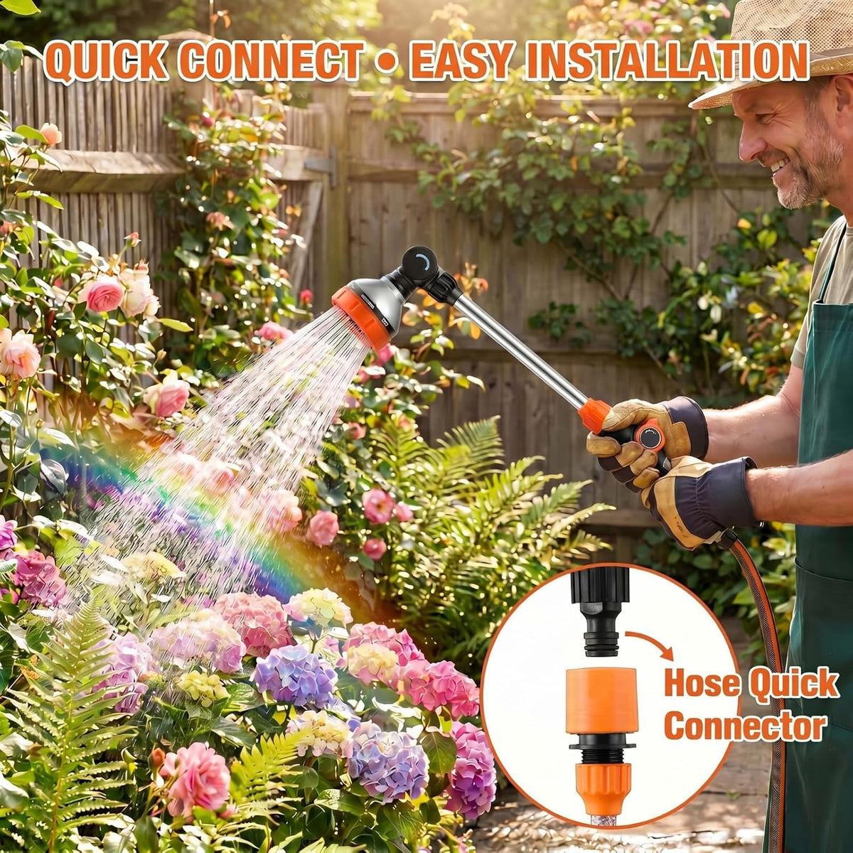 18 Inch Watering Wand for Garden Hose with 8 Spray Patterns