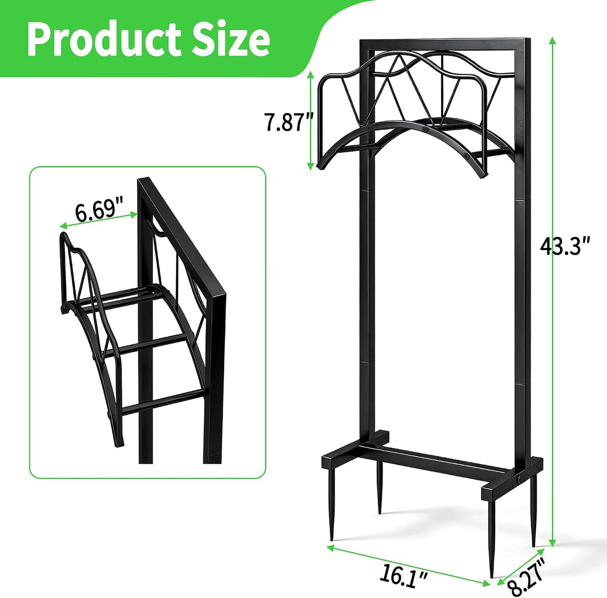 Garden Hose Holder - Upgraded Water Hose Holder Stand with Storage Basket Holds 150ft, Heavy Duty Freestanding Garden Hose Hanger Storage Rack for Outside Yard Lawn Farm