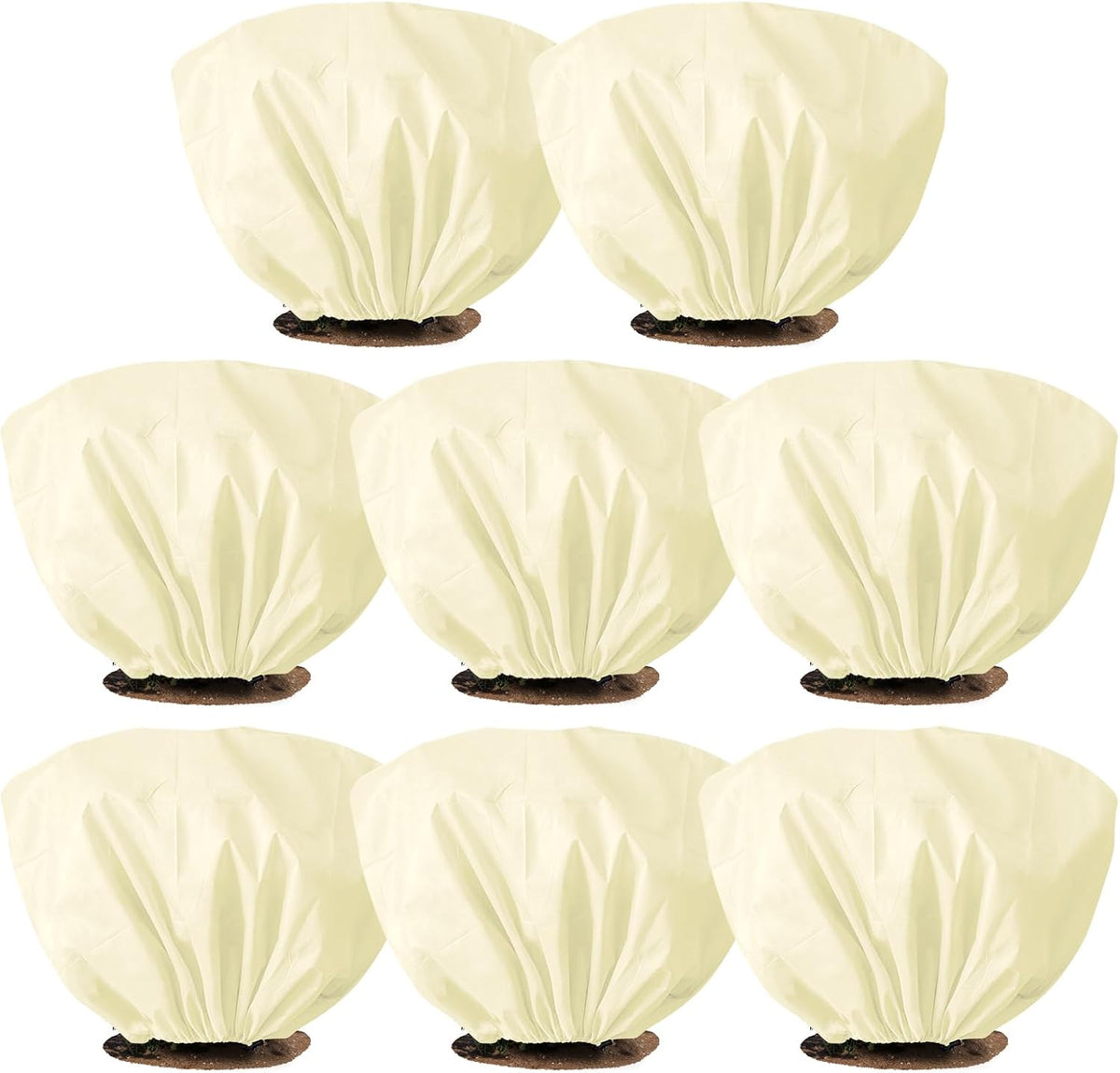 8 Pcs Plant Covers Frost Protection Bag Winter Reusable Plants Jacket with Drawstring Shrub Protection Wraps Bags Frost Blanket for Winter Outdoor Garden Plants (Beige, 47 x 31.5 Inch)