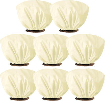 8 Pcs Plant Covers Frost Protection Bag Winter Reusable Plants Jacket with Drawstring Shrub Protection Wraps Bags Frost Blanket for Winter Outdoor Garden Plants (Beige, 47 x 31.5 Inch)