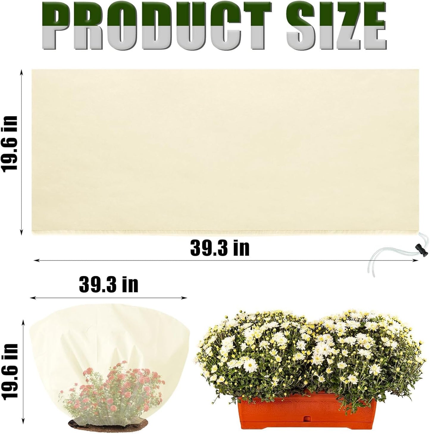 8 Pcs Plant Covers Frost Protection Bag Winter Reusable Plants Jacket with Drawstring Shrub Protection Wraps Bags Frost Blanket for Winter Outdoor Garden Plants (Beige, 47 x 31.5 Inch)