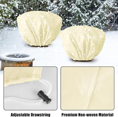 8 Pcs Plant Covers Frost Protection Bag Winter Reusable Plants Jacket with Drawstring Shrub Protection Wraps Bags Frost Blanket for Winter Outdoor Garden Plants (Beige, 47 x 31.5 Inch)