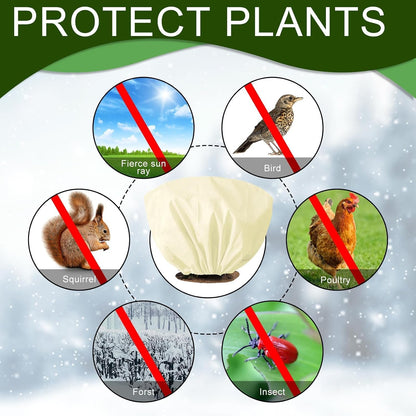 8 Pcs Plant Covers Frost Protection Bag Winter Reusable Plants Jacket with Drawstring Shrub Protection Wraps Bags Frost Blanket for Winter Outdoor Garden Plants (Beige, 47 x 31.5 Inch)