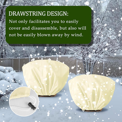 8 Pcs Plant Covers Frost Protection Bag Winter Reusable Plants Jacket with Drawstring Shrub Protection Wraps Bags Frost Blanket for Winter Outdoor Garden Plants (Beige, 47 x 31.5 Inch)