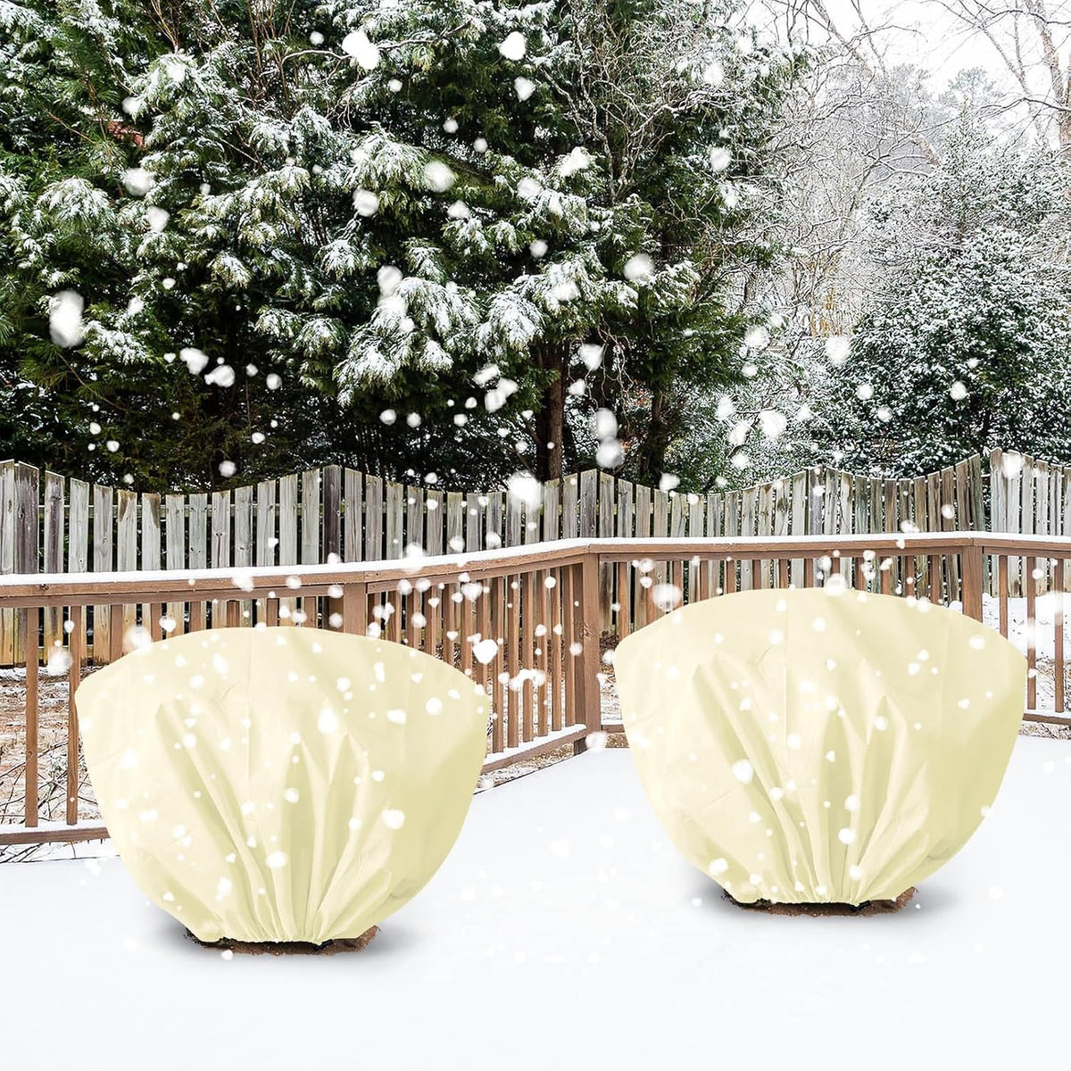 8 Pcs Plant Covers Frost Protection Bag Winter Reusable Plants Jacket with Drawstring Shrub Protection Wraps Bags Frost Blanket for Winter Outdoor Garden Plants (Beige, 47 x 31.5 Inch)