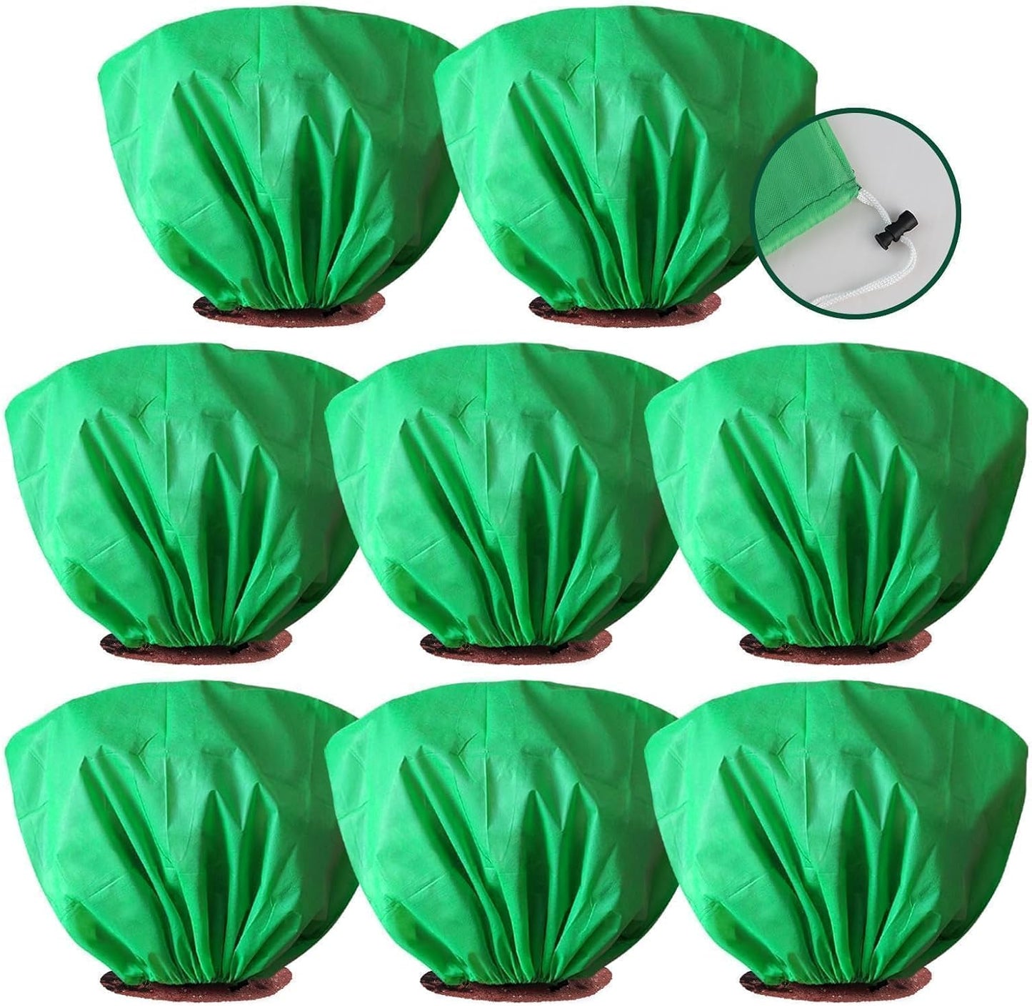8 Pcs Plant Covers Frost Protection Bag Winter Reusable Plants Jacket with Drawstring Shrub Protection Wraps Bags Frost Blanket for Winter Outdoor Garden Plants (Beige, 47 x 31.5 Inch)