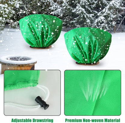8 Pcs Plant Covers Frost Protection Bag Winter Reusable Plants Jacket with Drawstring Shrub Protection Wraps Bags Frost Blanket for Winter Outdoor Garden Plants (Beige, 47 x 31.5 Inch)