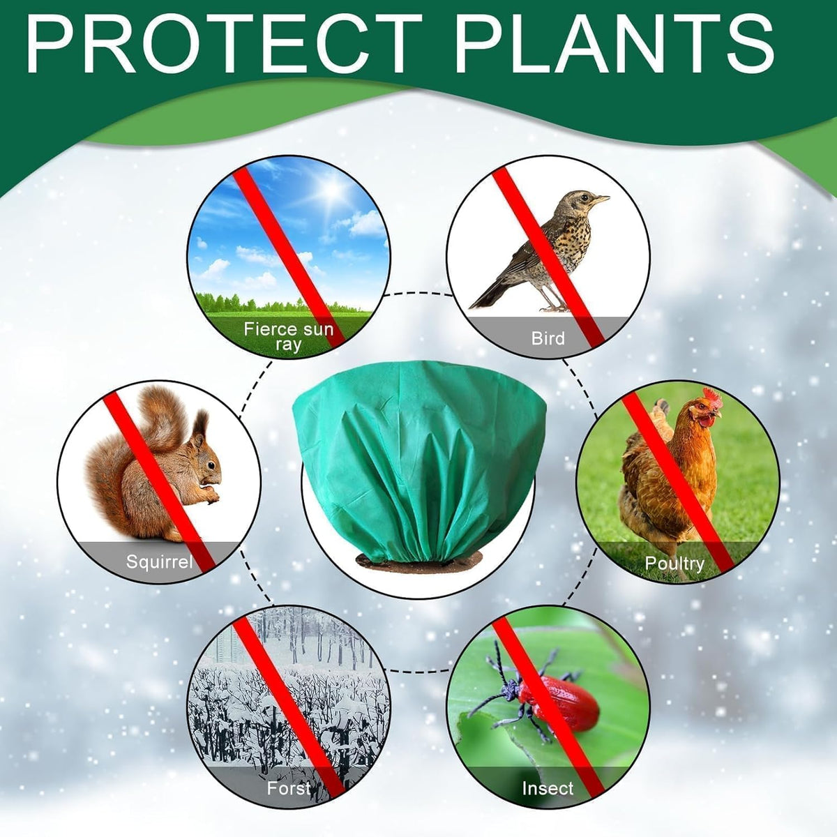 8 Pcs Plant Covers Frost Protection Bag Winter Reusable Plants Jacket with Drawstring Shrub Protection Wraps Bags Frost Blanket for Winter Outdoor Garden Plants (Beige, 47 x 31.5 Inch)