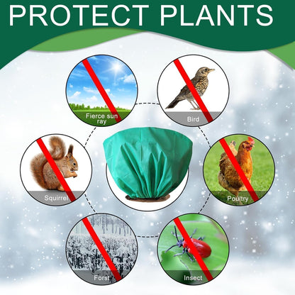 8 Pcs Plant Covers Frost Protection Bag Winter Reusable Plants Jacket with Drawstring Shrub Protection Wraps Bags Frost Blanket for Winter Outdoor Garden Plants (Beige, 47 x 31.5 Inch)