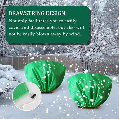 8 Pcs Plant Covers Frost Protection Bag Winter Reusable Plants Jacket with Drawstring Shrub Protection Wraps Bags Frost Blanket for Winter Outdoor Garden Plants (Beige, 47 x 31.5 Inch)