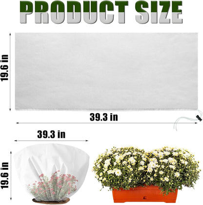 8 Pcs Plant Covers Frost Protection Bag Winter Reusable Plants Jacket with Drawstring Shrub Protection Wraps Bags Frost Blanket for Winter Outdoor Garden Plants (Beige, 47 x 31.5 Inch)