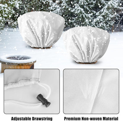 8 Pcs Plant Covers Frost Protection Bag Winter Reusable Plants Jacket with Drawstring Shrub Protection Wraps Bags Frost Blanket for Winter Outdoor Garden Plants (Beige, 47 x 31.5 Inch)