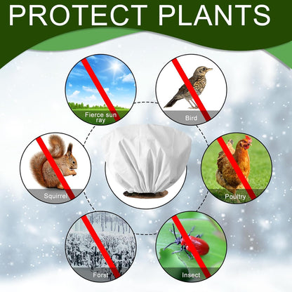 8 Pcs Plant Covers Frost Protection Bag Winter Reusable Plants Jacket with Drawstring Shrub Protection Wraps Bags Frost Blanket for Winter Outdoor Garden Plants (Beige, 47 x 31.5 Inch)