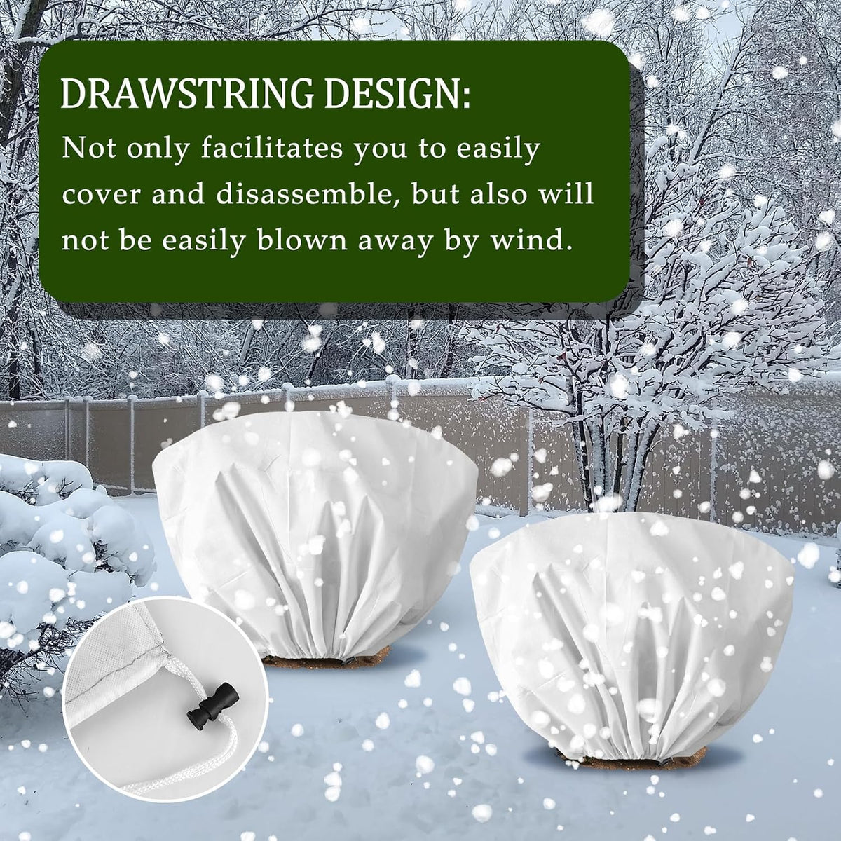 8 Pcs Plant Covers Frost Protection Bag Winter Reusable Plants Jacket with Drawstring Shrub Protection Wraps Bags Frost Blanket for Winter Outdoor Garden Plants (Beige, 47 x 31.5 Inch)