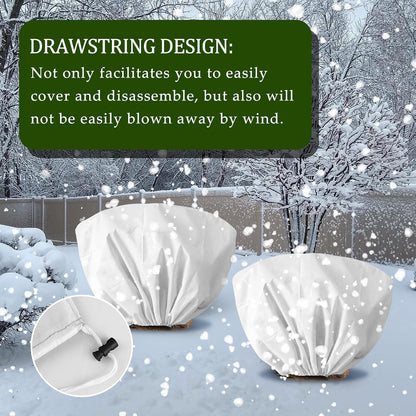 8 Pcs Plant Covers Frost Protection Bag Winter Reusable Plants Jacket with Drawstring Shrub Protection Wraps Bags Frost Blanket for Winter Outdoor Garden Plants (Beige, 47 x 31.5 Inch)