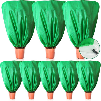 8 Pcs Plant Covers Frost Protection Bag Winter Reusable Plants Jacket with Drawstring Shrub Protection Wraps Bags Frost Blanket for Winter Outdoor Garden Plants (Beige, 47 x 31.5 Inch)