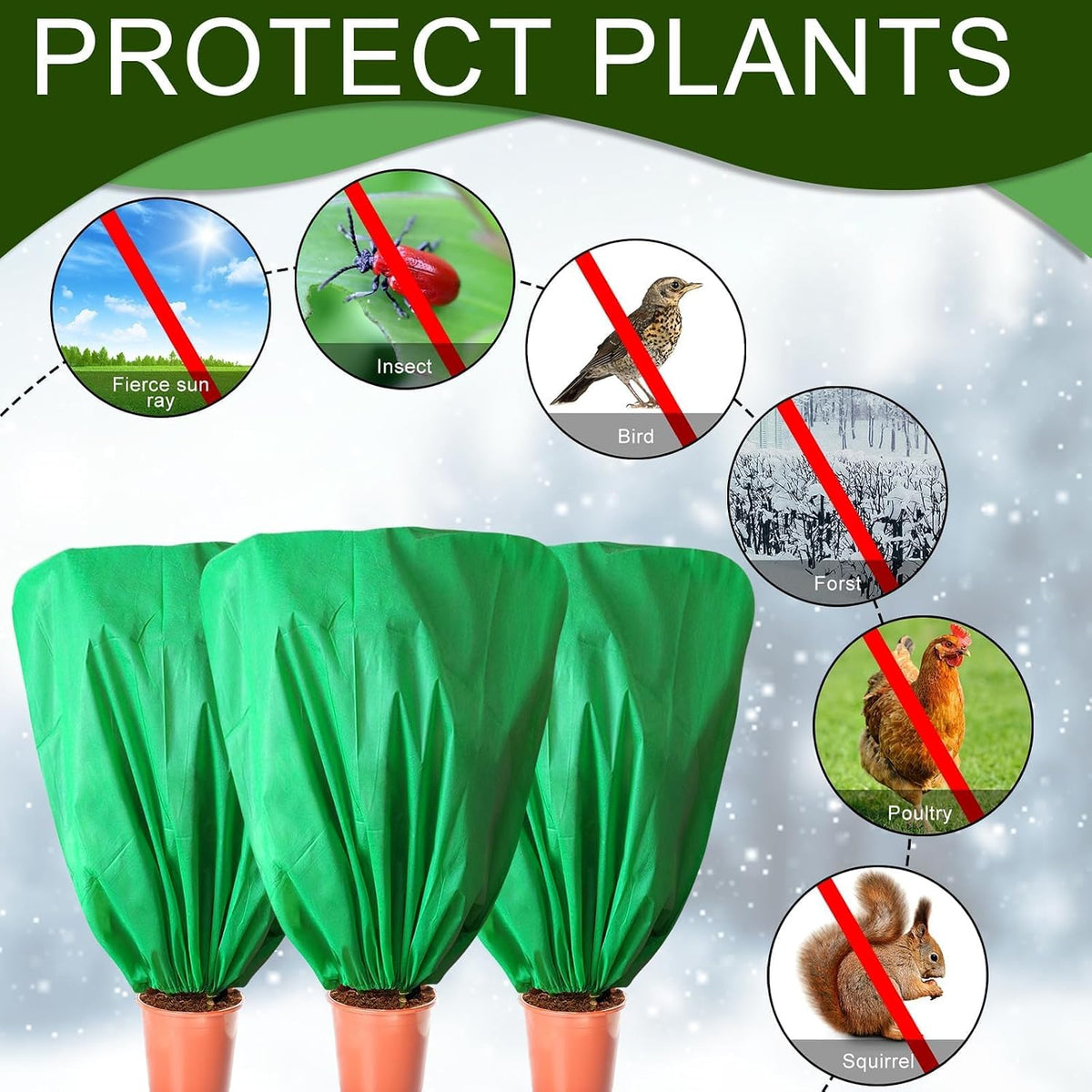 8 Pcs Plant Covers Frost Protection Bag Winter Reusable Plants Jacket with Drawstring Shrub Protection Wraps Bags Frost Blanket for Winter Outdoor Garden Plants (Beige, 47 x 31.5 Inch)