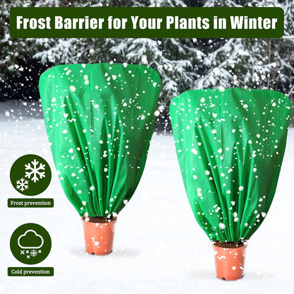 8 Pcs Plant Covers Frost Protection Bag Winter Reusable Plants Jacket with Drawstring Shrub Protection Wraps Bags Frost Blanket for Winter Outdoor Garden Plants (Beige, 47 x 31.5 Inch)