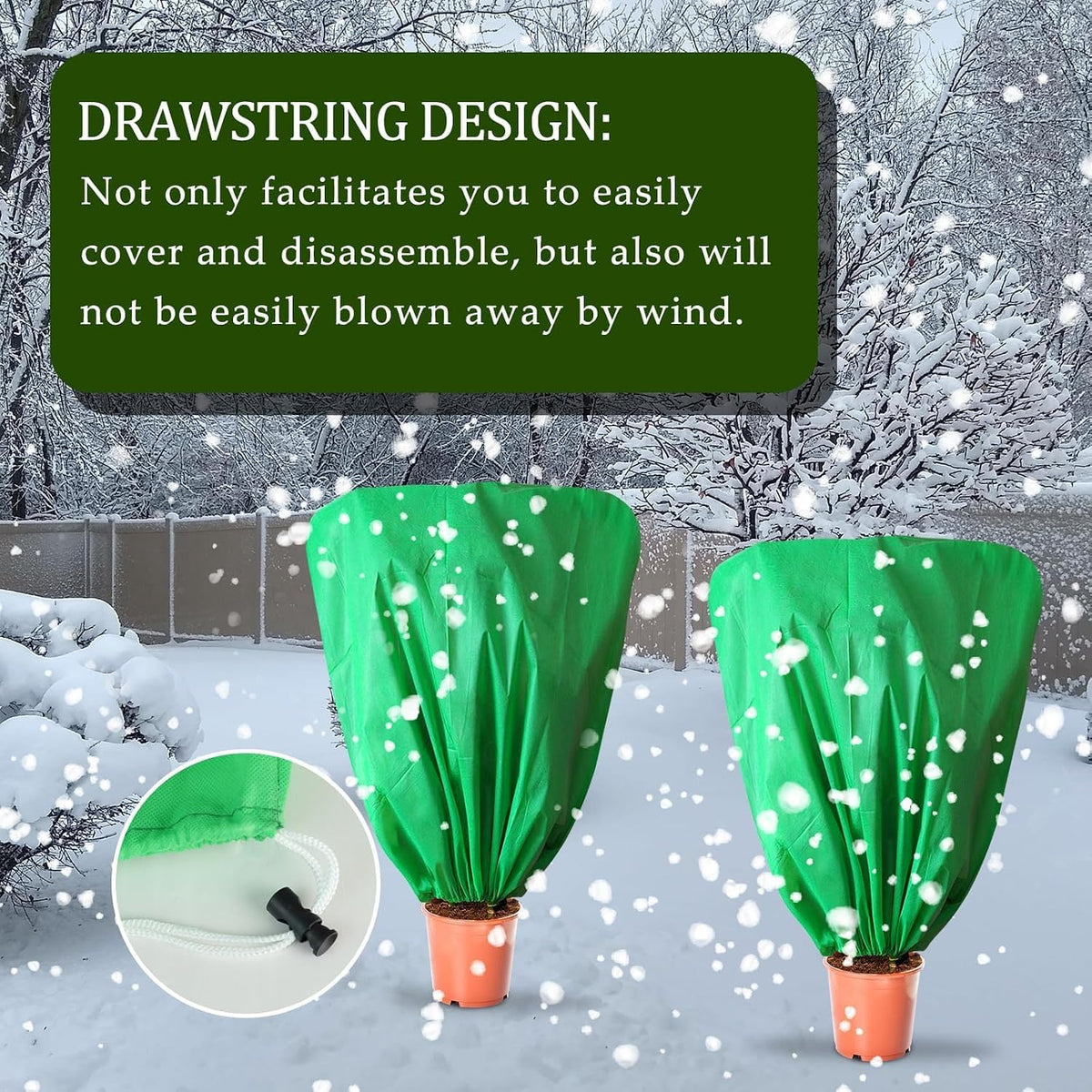 8 Pcs Plant Covers Frost Protection Bag Winter Reusable Plants Jacket with Drawstring Shrub Protection Wraps Bags Frost Blanket for Winter Outdoor Garden Plants (Beige, 47 x 31.5 Inch)